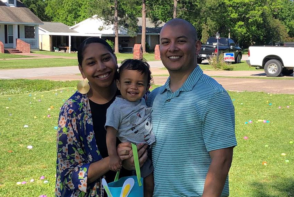 Rebecca Sanchez - My husband, Gabriel & soon to be 2 year old son, Dominic celebrating Easter